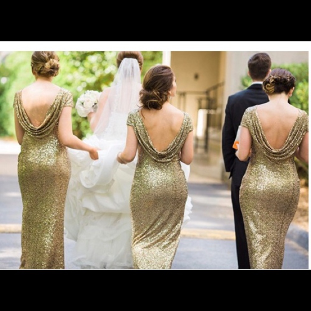 Beautiful gold sequin floor length gown!